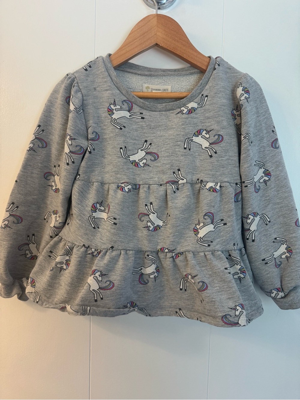 Tucker + Tate Gray Unicorn Ruffle Pullover